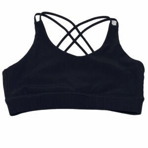 Wilo the Label Ribbed Black Strappy Sports Bra Size L